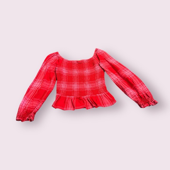 thereabouts Other - Thereabouts Charming Red And Pink Plaid Smocked Girls Blouse Size XS 6-6X